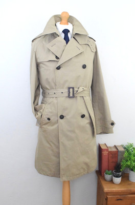 HACKETT MAYFAIR italienischer Trenchcoat + Innenfutter Gr. M 38R/48 Gabardine Regenmantel Mac