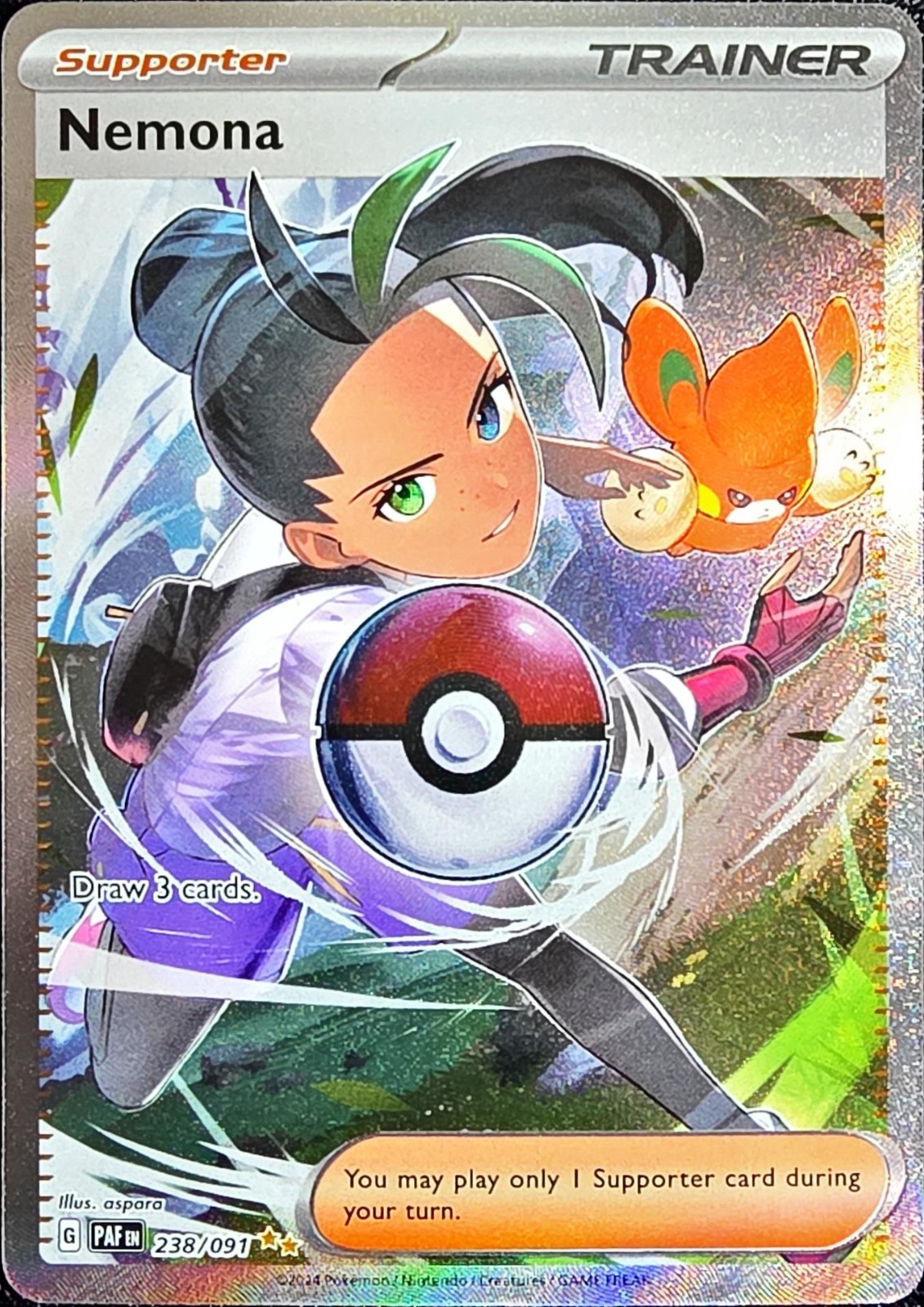 Pokemon: 1x Nemona - 238/091 - Special Illustration Rare - NM Paldean Fates