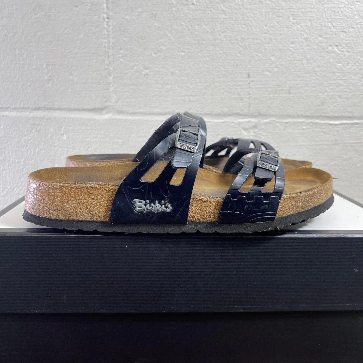 Birkenstock Granada Black Leather Slide US 9 Narrow Mens Birko-Flor Sandals Birkenstock Granada Black Oiled Leather Sandal (Narrow  main image 2