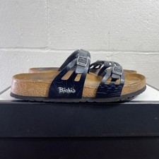 Birkenstock Granada Black Leather Sandals Strappy Slip On Women's 40 EU/9 US