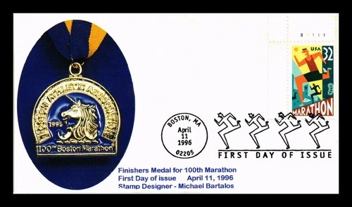 US COVER PICTORIAL CANCEL FIRST DAY OF ISSUE APRIL 11 1996 BOSTON MARATHON