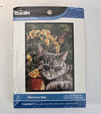 NEW Bucilla Kitty Cat AFTERNOON NAP Counted Cross Stitch Kit 5" x 7" WM45700