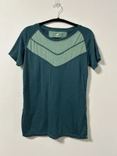 Woolly Women's MerinoAire Crew Tee, Color -Teal & Eucalyptus Large