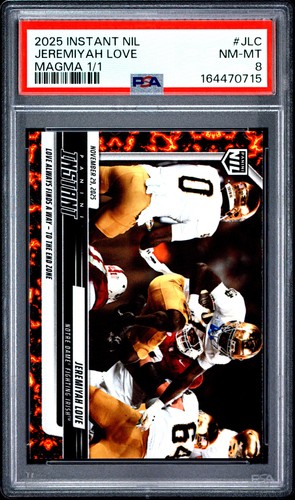 PSA 8 Jeremiyah Love 2025 Panini Instant #JLC Magma 1/1 Rookie Card