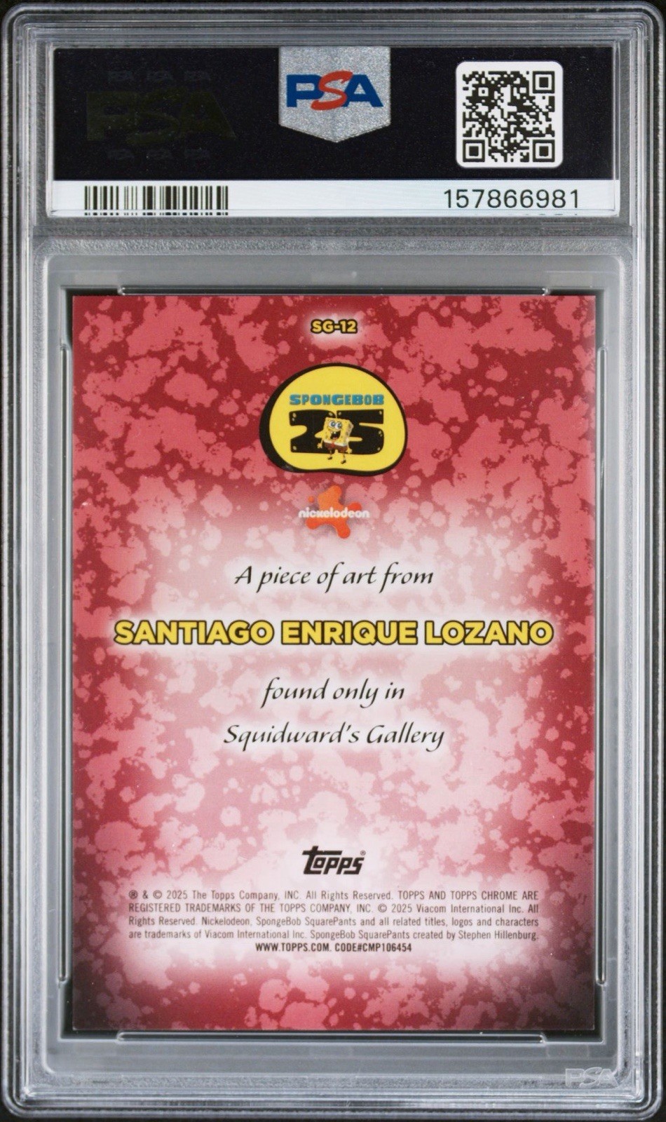 SQUIDWARD'S GALLERY 2025 TOPPS CHROME SPONGEBOB 25TH SANTIAGO ENRIQUE LOZANO view 2