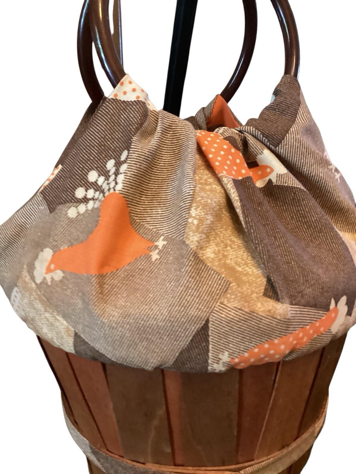 Susie Lee Basket Fabric Chicken Purse East Texas Handbag Co 70s Lucite Handles thumbnail 4