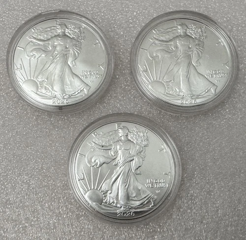 2026 American Silver Eagle – 1 oz .999 Fine Silver – Lot of 3.