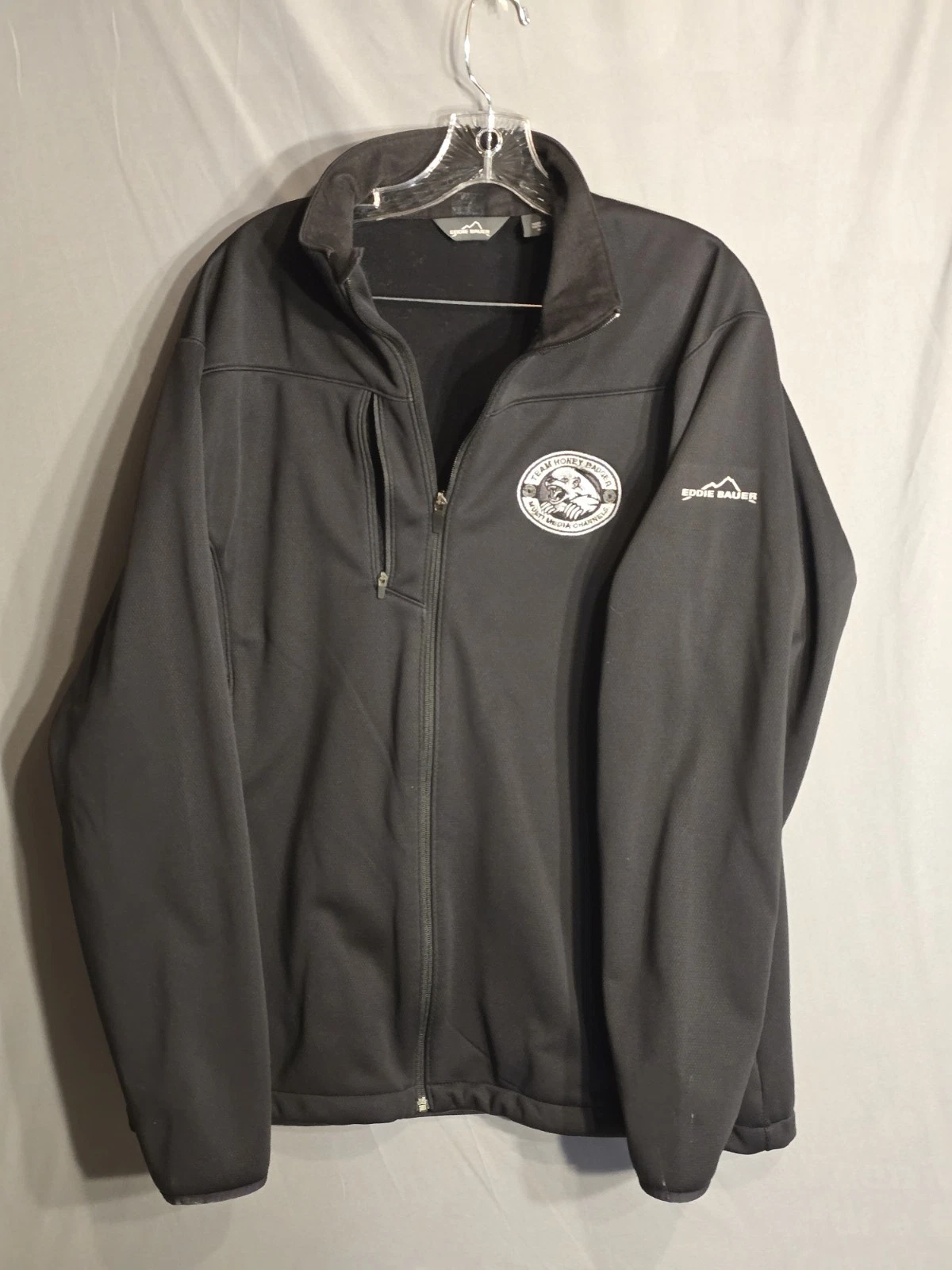 Eddie Bauer Softshell Jacket Mens XL Black Full Zip Lightweight Outdoor