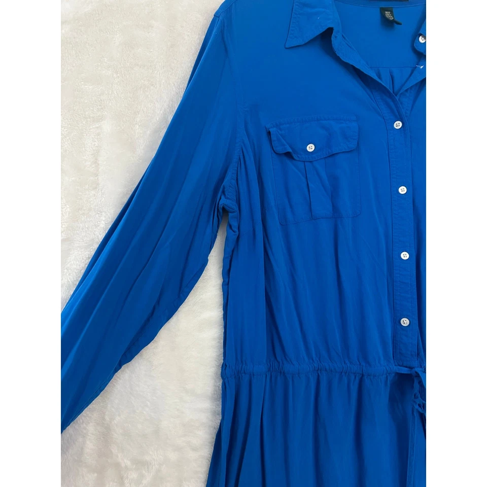 LRL Ralph Lauren Blue Shirt Dress 18W Office Mature Coastal - Image 3 of 4