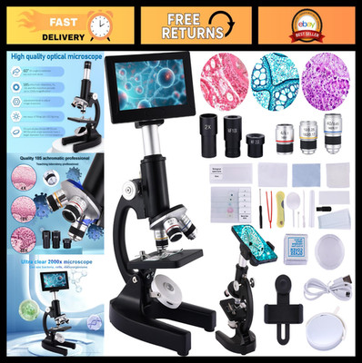 High-Power Microscope 40X-2500X Magnification, 4.3'' Display, 5MP Camera, Eyepiec