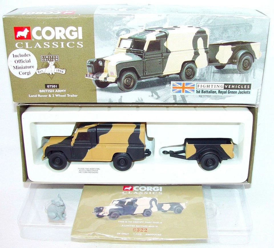 Corgi Classics 1:43 British Army LAND ROVER & TRAILER 1st Battalion Set MIB`98 - Image 3 of 4