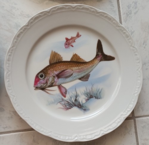 12 Fisch-Teller Porzellan / 24cm / Frankreich Colmar / Ateliers de la cigogne - Bild 12 von 17