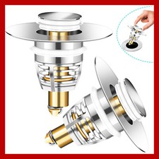 2-Pack Universal Sink Stopper  Strainer Pop-Up Drain Plug With Hair Catcher