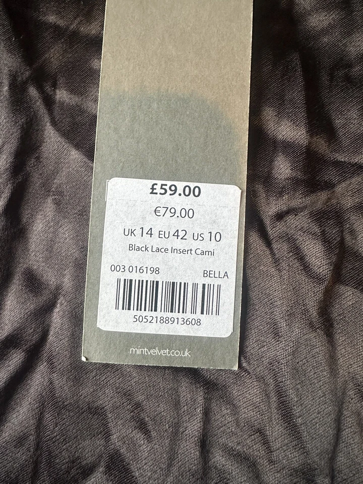 Mini Cami de Terciopelo Negro Satén y Encaje Talla 14 Foto 4 de 4