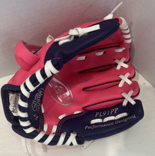 Girls Rawlings Glove PL91PP Pink Purple 9 Players Series Softball Tee Ball