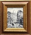 Textured Impression. Black & White O/B "Parisian Street Scene", Signed Burnett!