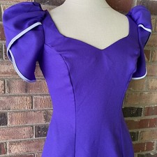 Vtg Purple Prom Dress Pageant Glamour Puff Sleeve Hourglass Glam Sz small medium
