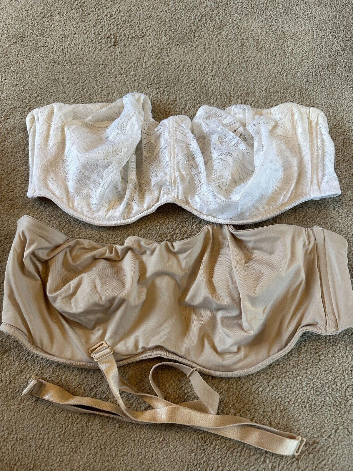 Marks & Spencer 2 x Multi Way Bras 38DD white lace nude bandeau non padded GUC