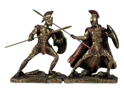 Set Hector vs Achilles Battle Fight Miniaturen Cold Cast Βronze & Resin 10 cm