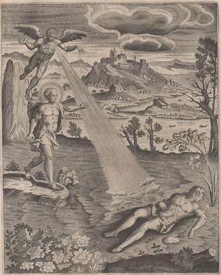 Mythologie Mort de Hyacinthe Appolon Zéphyr Gravure In-folio originale XVIIe - Photo 1/2