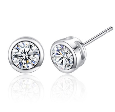 MEN WOMEN STERLING SILVER 6MM LAB DIAMOND BLING ROUND STUD EARRINGS Gift S11