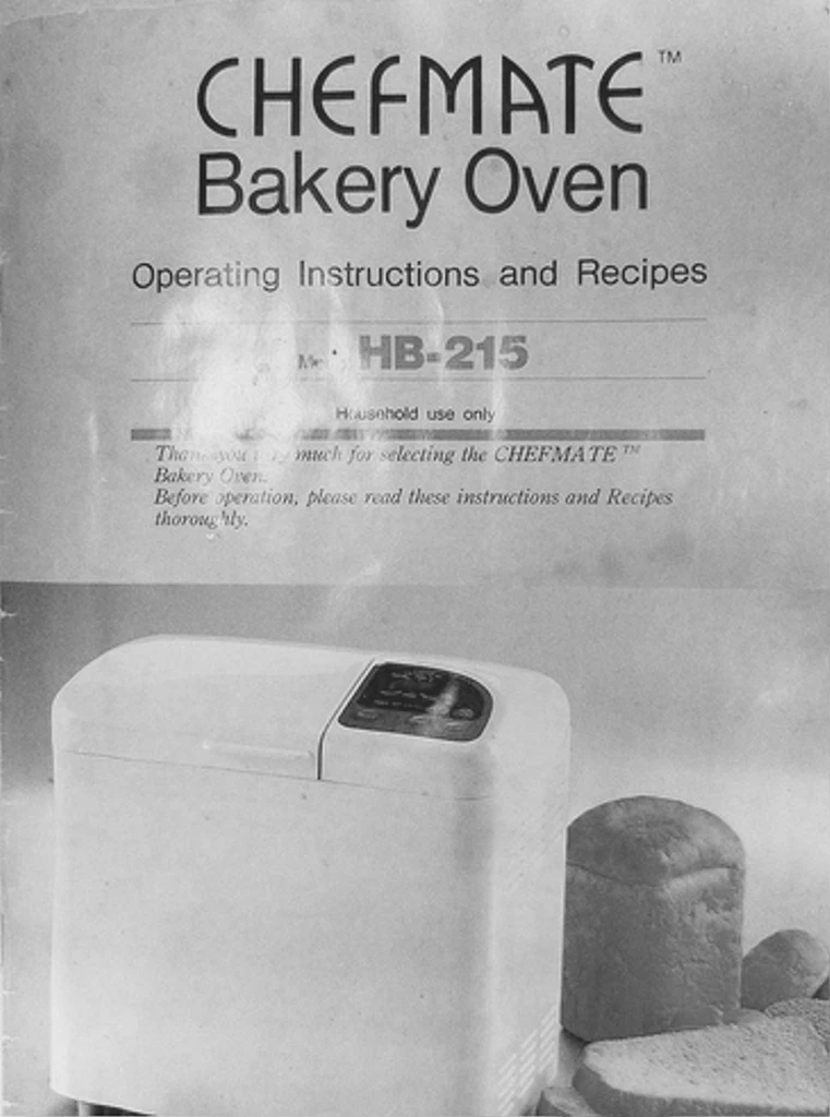 Chefmate Bread Machine Manual TR440, TR7000
Opens in a new window or tab