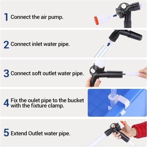 Aquarium Cleaner Kit Vacuum Pump Gravel Water Cleaning Fish Tank Siphon Cleaner - Picture 10 of 15