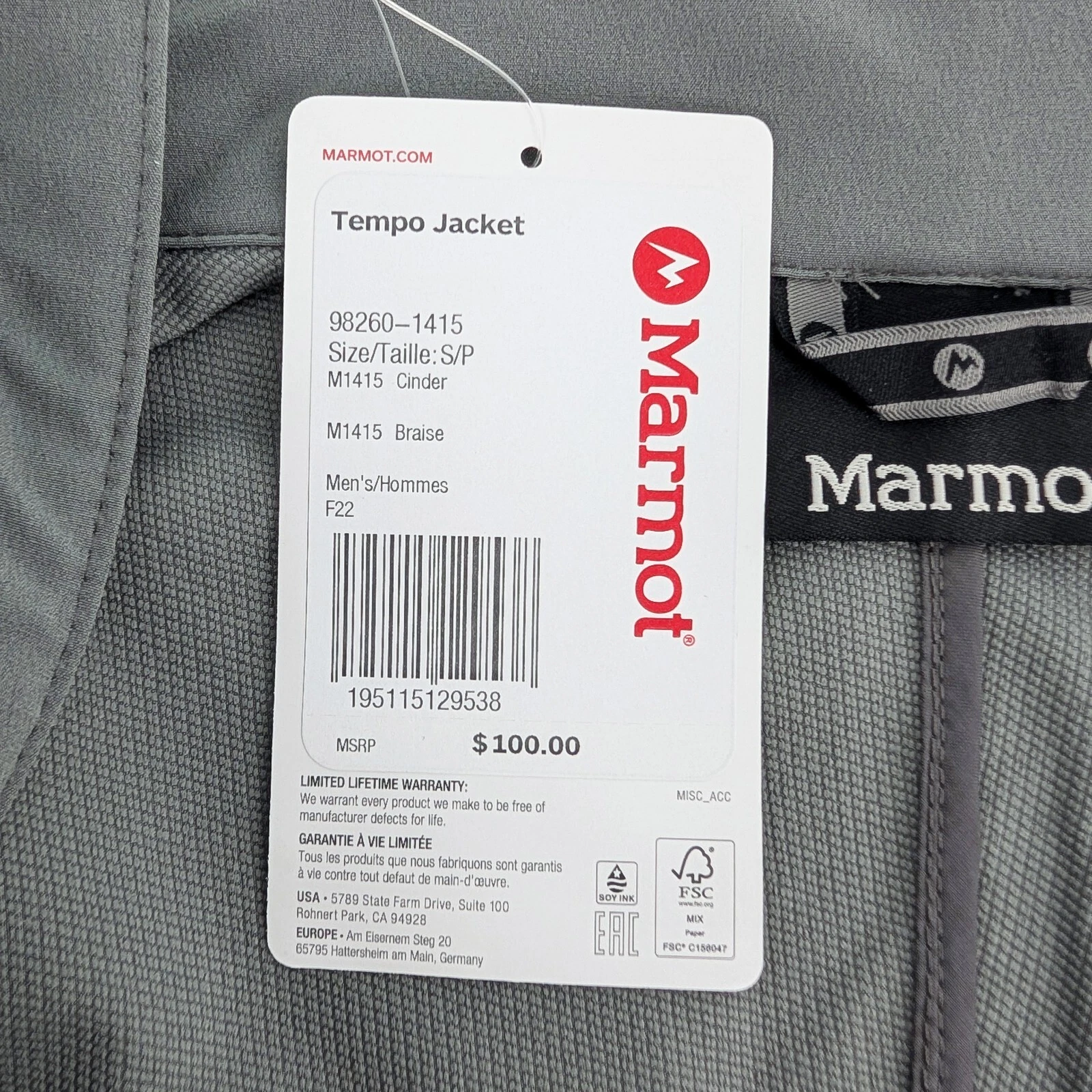 Men's Marmot Tempo Jacket Breathable Water Resistant Windproof Soft-Shell $100 image 10