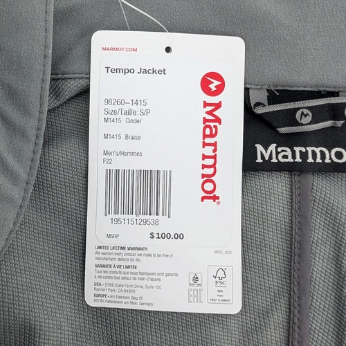 Men's Marmot Tempo Jacket Breathable Water Resistant Windproof Soft-Shell $100 image 10