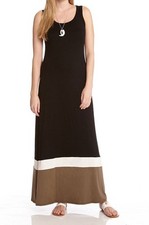 Karen Kane 2L13226 Black w/Green Contrast Stretch Jersey Maxi Tank Dress - $118