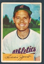 1954 Bowman #35: EDDIE JOOST Quiz Answer is 8, Philadelphia Athletics ~ VG+