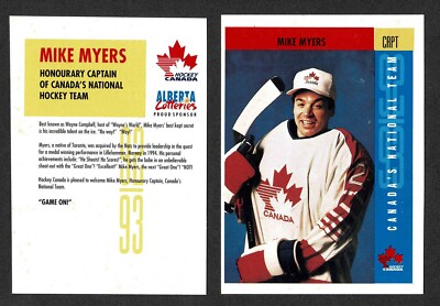 1992-93 Alberta Lotteries Mike Myers Blank Back, and Blank Front Proofs