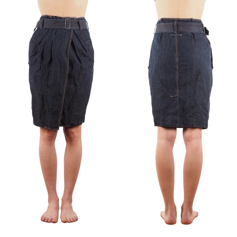 Jean Paul Gaultier Vintage Women's Denim Belted Tulip Skirt Size US 4 / IT 38 - Image 2 of 4