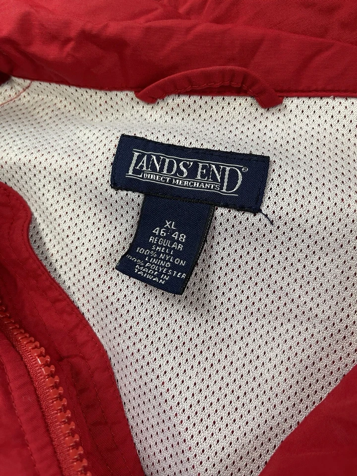 Lands End Mens Jacket Anorak XL Red Nylon Hiking Outdoor Gorpcore 1/2 Zip - Image 4 of 4