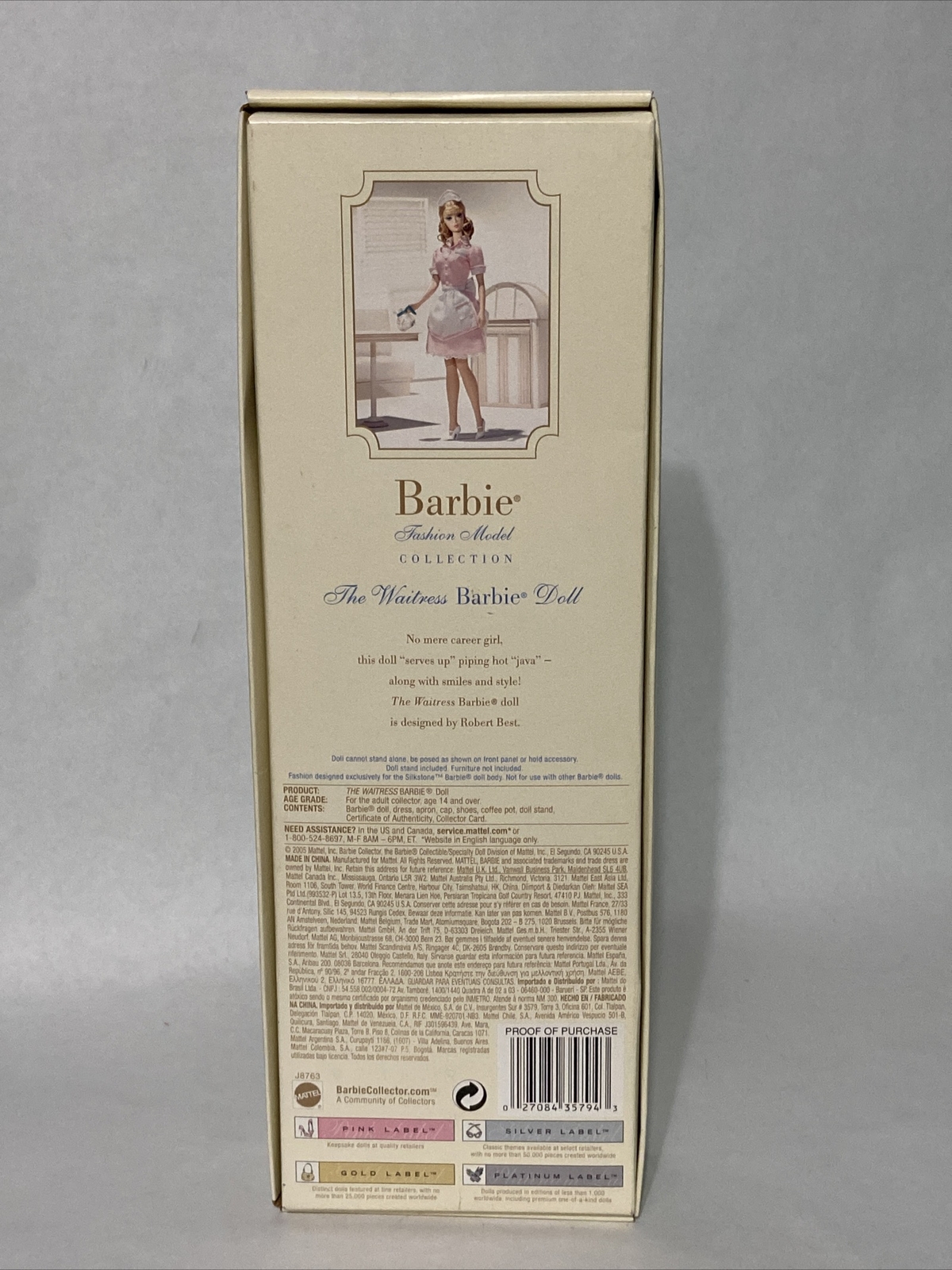 Кукла Barbie the Waitress 2006 Bfmc Silkstone Gold Label Doll Diner UNIFORM_J8763_NRFB — фото 8