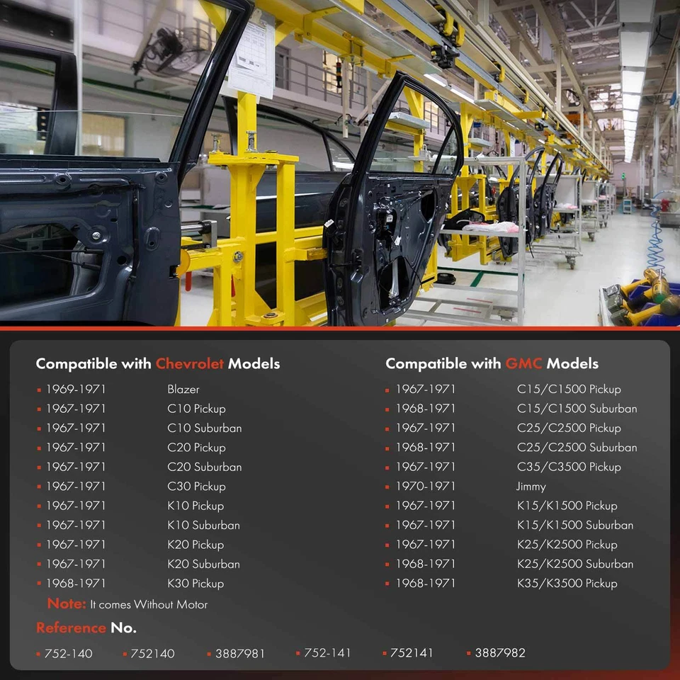 Regulador de ventana manual 2 piezas para camioneta Chevrolet C10 1967-1971 Blazer GMC delantero Foto 3 de 4
