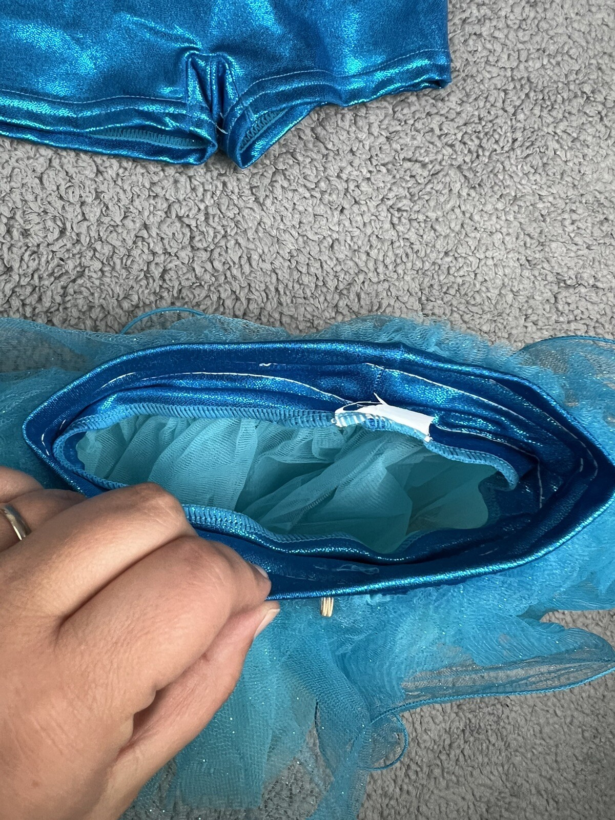 Curtain Call Dance Costume Child Ballet 2-in-1 Size CSM Turquoise E2365 Blue