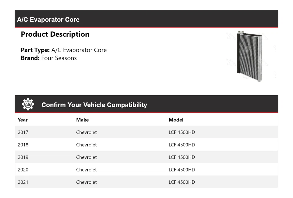 For 2017-2021 Chevrolet LCF 4500HD A/C Evaporator Core 4 Seasons 2018 2019 2020 - Image 2 of 4