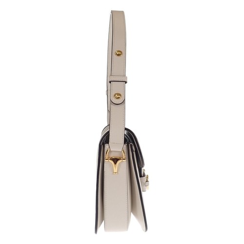 GUCCI Horsebit 1955 Shoulder Bag GG Supreme Canvas White Leather Ebony TGIS - Picture 4 of 13