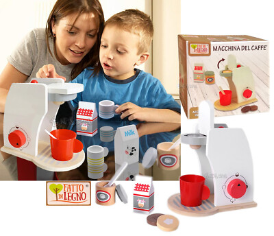 Macchina del caffe in legno giocattolo macchina caffè con capsule