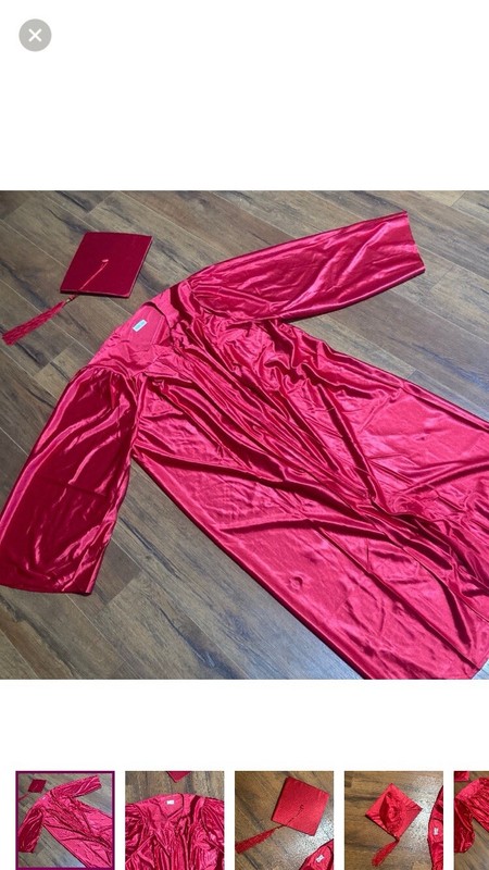 New Red Graduation Cap And Gown 54” Size Large