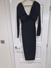 Anthropologie Twisted Front & Back Midi/Maxi Dress Size UK 10 Black New No Tags