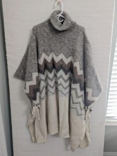 Hilda Ltd 100% Wool Poncho Made In Ireland Up To 4xl Natural Colors