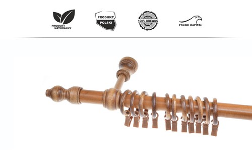 TRADITIONAL WOODEN CURTAIN POLE SINGLE SET WITH BRACKETS RINGS & FINIALS 28mm - Picture 5 of 19