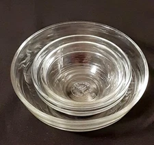 DURALEX Clear Nesting Glass Bowls Made in France Food Prep SET OF THREE (3)