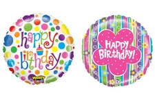 Happy Birthday 21" Mighty Bright Non-Metallic Self-Sealing Party Balloons  