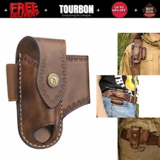 TOURBON Leather Knife Sheath EDC Pliers Belt Pouch Multitool Pocket Holster Case