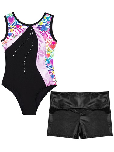Kids Girl's Rompers Stylish Leotard And Bottoms Patchwork Bodysuit Training - Picture 47 of 58