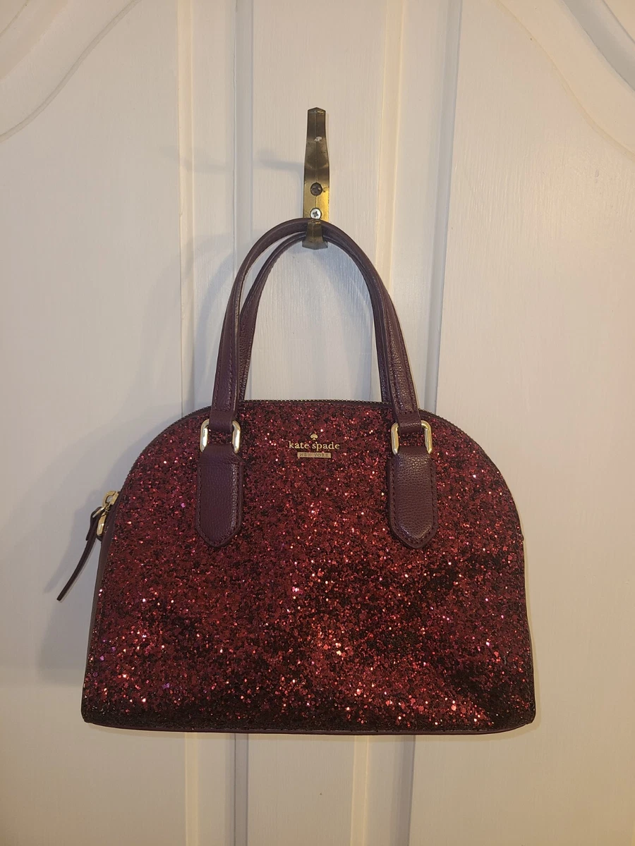 Kate Spade Laurel Way Mini Reiley Plum Wine Red Glitter Crossbody Purse  Handbag | eBay