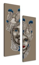 Coppia Quadri su tela Teste di Moro Uomo Donna 2 pz. - Pannelli decorativi